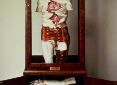 Angelo's Retirement, Geppetto's Revenge, 1977 Mixed media, polyester resin and fiberglass. 30" X 27.5" X 72"